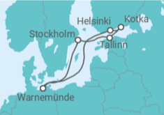 Reiseroute der Kreuzfahrt  Ostsee ab Warnemünde 1  Alles Inklusive - AIDA