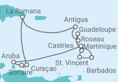 Reiseroute der Kreuzfahrt  Karibische Inseln ab Barbados  Alles Inklusive - mit Flug - AIDA