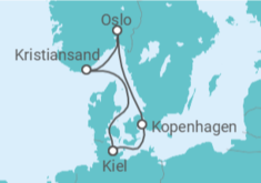 Reiseroute der Kreuzfahrt  Skandinavische Städte ab Kiel  Alles Inklusive - AIDA