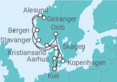 Reiseroute der Kreuzfahrt  Große Skandinavien-Reise ab Kiel 2  Alles Inklusive - AIDA
