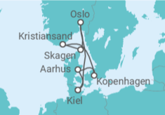 Reiseroute der Kreuzfahrt  Skandinavische Highlights ab Kiel  Alles Inklusive - mit Flug - AIDA