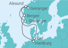 Reiseroute der Kreuzfahrt  Norwegen ab Kiel  Alles Inklusive - AIDA