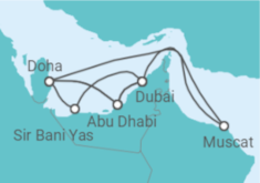 Reiseroute der Kreuzfahrt  Große Orient-Reise ab Dubai  Alles Inklusive - AIDA