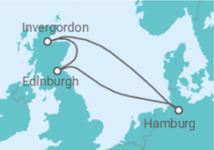 Reiseroute der Kreuzfahrt  Kurzreise nach Schottland ab Hamburg  Alles Inklusive - AIDA