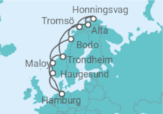 Reiseroute der Kreuzfahrt  Winter im hohen Norden ab Hamburg  Alles Inklusive - AIDA