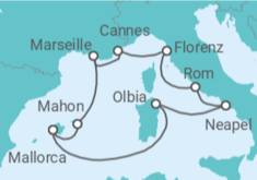 Reiseroute der Kreuzfahrt  Mediterrane Highlights ab Mallorca  Alles Inklusive - mit Flug - AIDA