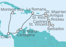 Reiseroute der Kreuzfahrt  Mittelamerika & Karibik ab Jamaika  Alles Inklusive - mit Flug - AIDA