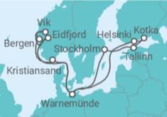 Reiseroute der Kreuzfahrt  Highlights der Nord- und Ostseeküste 2  Alles Inklusive - AIDA