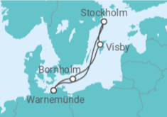 Reiseroute der Kreuzfahrt  Kurzreise nach Schweden ab Warnemünde  Alles Inklusive - mit Flug - AIDA