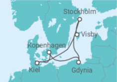 Reiseroute der Kreuzfahrt  Schweden, Polen & Dänemark ab Kiel  Alles Inklusive - AIDA