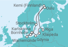 Reiseroute der Kreuzfahrt  Schärengärten der Ostsee ab Warnemünde  Alles Inklusive - AIDA