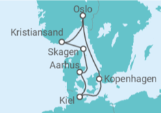 Reiseroute der Kreuzfahrt  Skandinavische Highlights ab Kiel  Alles Inklusive - AIDA