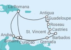Reiseroute der Kreuzfahrt  Karibische Insel-Rundreise  Alles Inklusive - mit Flug - AIDA