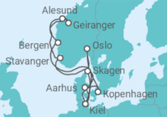 Reiseroute der Kreuzfahrt  Große Skandinavien-Reise ab Kiel  Alles Inklusive - AIDA