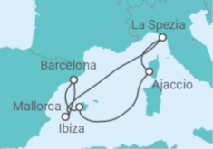 Reiseroute der Kreuzfahrt  Zur Sonnenfinsternis im Mittelmeer ab Mallorca  Alles Inklusive - mit Flug - AIDA