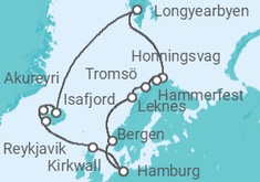 Reiseroute der Kreuzfahrt  Highlights am Polarkreis ab Hamburg  Alles Inklusive - AIDA
