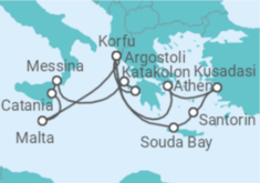 Reiseroute der Kreuzfahrt  Griechenland & Mittelmeerinseln ab Korfu 1  Alles Inklusive - AIDA