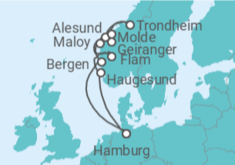 Reiseroute der Kreuzfahrt  Norwegens Fjord-Weltnaturerbe ab Hamburg 2  Alles Inklusive - AIDA