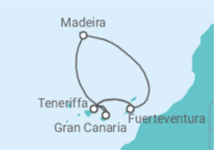 Reiseroute der Kreuzfahrt  Feelgood Cruise Kanarische Inselwelt & Madeira  Alles Inklusive - mit Flug - AIDA