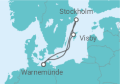 Reiseroute der Kreuzfahrt  Kurzreise nach Schweden ab Warnemünde 1 - AIDA