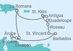 Reiseroute der Kreuzfahrt  Karibische Inseln ab Dominikanische Republik  Alles Inklusive - mit Flug - AIDA