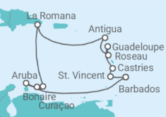 Reiseroute der Kreuzfahrt  Karibische Inseln ab Barbados  Alles Inklusive - mit Flug - AIDA