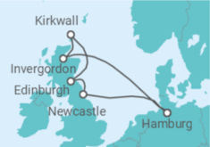 Reiseroute der Kreuzfahrt  Schottische Highlights ab Hamburg 1  Alles Inklusive - mit Flug - AIDA