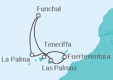 Reiseroute der Kreuzfahrt  7 Nächte - Kanaren mit Madeira - ab/bis Las Palmas - mit Flug - Mein Schiff