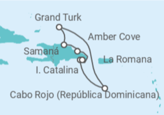 Reiseroute der Kreuzfahrt  14 Nächte - Karibische Inselwelten - ab/bis La Romana - mit Flug - Mein Schiff