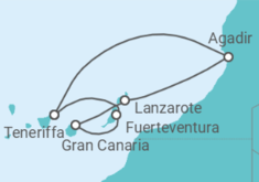 Reiseroute der Kreuzfahrt  Kanaren - Costa Kreuzfahrten