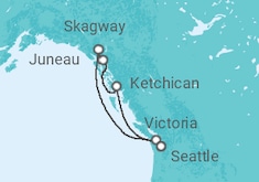 Reiseroute der Kreuzfahrt  ALASKA INSIDE PASSAGE & GLACIER - Carnival Cruise Line