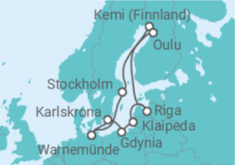 Reiseroute der Kreuzfahrt  Highlights der Nord- und Ostseeküste 1  Alles Inklusive - AIDA