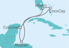 Reiseroute der Kreuzfahrt  Honduras, Mexiko - Royal Caribbean
