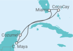 Reiseroute der Kreuzfahrt  Mexiko - Royal Caribbean