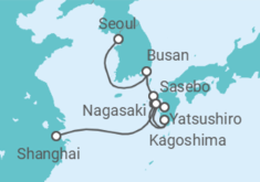 Reiseroute der Kreuzfahrt  Südkorea, Japan - Costa Kreuzfahrten