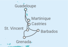 Reiseroute der Kreuzfahrt  Guadeloupe, St. Lucia, Barbados, St. Vincent und Grenadinen Alles Inklusive - MSC Cruises