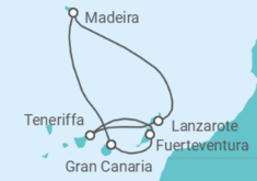 Reiseroute der Kreuzfahrt  Kanaren Alles Inklusive - Costa Kreuzfahrten