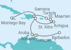 Reiseroute der Kreuzfahrt  Karibische Inseln ab Barbados - AIDA