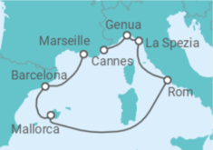 Reiseroute der Kreuzfahrt  Italien, Spanien Alles Inklusive - MSC Cruises