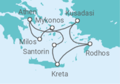 Reiseroute der Kreuzfahrt  Idyllische Ägäis - Celestyal Cruises