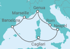 Reiseroute der Kreuzfahrt  Italien, Frankreich, Spanien Alles Inklusive - Costa Kreuzfahrten