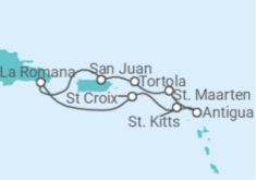 Reiseroute der Kreuzfahrt  Britische Jungferninseln, Sint Maarten, Antigua Und Barbuda, St. Kitts Und Nevis, Dominikanische ... - Royal Caribbean