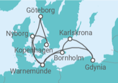 Reiseroute der Kreuzfahrt  Schweden & Dänemark mit Polen ab Warnemünde - AIDA