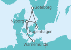 Reiseroute der Kreuzfahrt  Kurzreise nach Skandinavien ab Warnemünde - AIDA