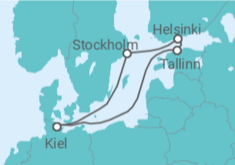 Reiseroute der Kreuzfahrt  Ostsee ab Kiel - AIDA