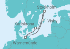 Reiseroute der Kreuzfahrt  Kurzreise nach Schweden ab Warnemünde 2 - AIDA