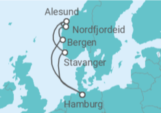 Reiseroute der Kreuzfahrt  Norwegen ab Hamburg 1 - TI - AIDA