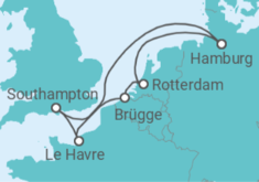 Reiseroute der Kreuzfahrt  Metropolen ab Hamburg - TI - AIDA