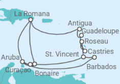 Reiseroute der Kreuzfahrt  Karibische Insel-Rundreise - AIDA