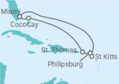 Reiseroute der Kreuzfahrt  Mediterrane Schätze mit Sardinien ab Barcelona - TI - AIDA